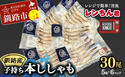 レンちん君釧路産子持ち本ししゃも30尾セット シシャモ 冷凍 魚 海産物 一夜干し 北海道 _F4F-8444