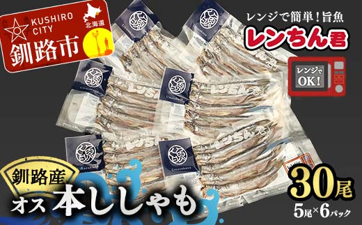 レンちん君釧路産本しゃもオス30尾セット シシャモ 冷凍 魚 海産物 一夜干し 北海道 _F4F-8445