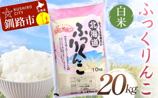 【令和7年度産】ふっくりんこ 20kg 白米 北海道産 米 コメ こめ お米 白米 決済から7日前後で発送 _F5F-0256