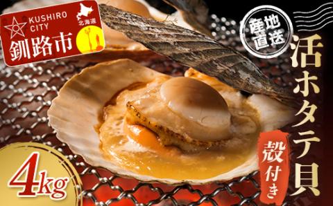 【北海道から直送!!】殻付活ホタテ貝（4.0kg詰）13～20枚 ふるさと納税 ほたて _F5F-0119