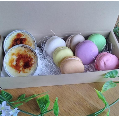 十勝産クレームブリュレ2個とマカロン7種セット【配送不可地域：離島】