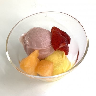 北海道産ヴィーガンジェラート2色夕張メロン・いちご1Lディッシャー付き【配送不可地域：離島】