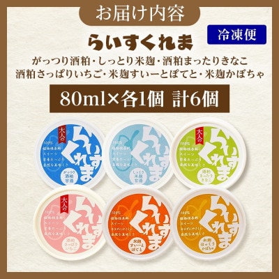 フローズン甘酒 らいすくれま 6種 各1個 計6個 酒粕 米麹 北海道 帯広市【配送不可地域：離島】