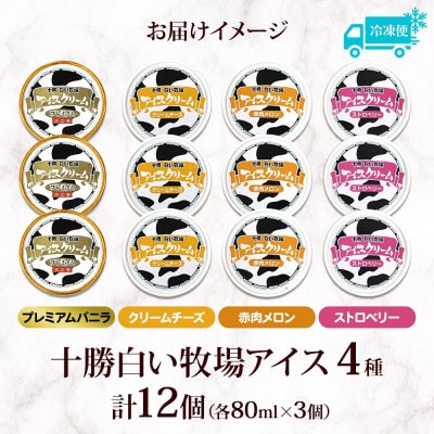十勝白い牧場アイス 全味食べ比べセット(4種×各3個)【配送不可地域：離島・沖縄県】
