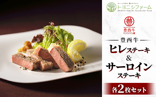 豊西牛 ヒレ ＆ サーロイン ステーキ 食べ比べ セット 各2枚 約670g トヨニシソース付【配送不可地域：離島】