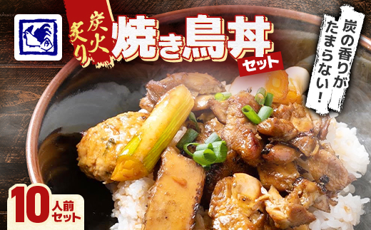 【鶏の伊藤】炭火炙り焼き鳥丼 10人前 セット 湯煎 で 簡単 北海道 十勝 帯広【配送不可地域：離島】