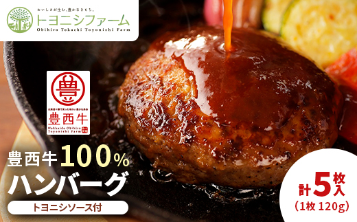 豊西牛100%ハンバーグ 5枚入 トヨニシソース付【配送不可地域：離島】