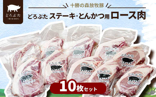 十勝の森放牧豚 どろぶたステーキ・とんかつ用ロース肉 10枚セット【配送不可地域：離島】