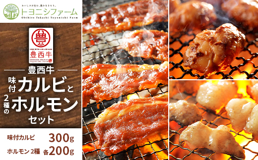 豊西牛味付カルビと2種のホルモンセット【配送不可地域：離島】