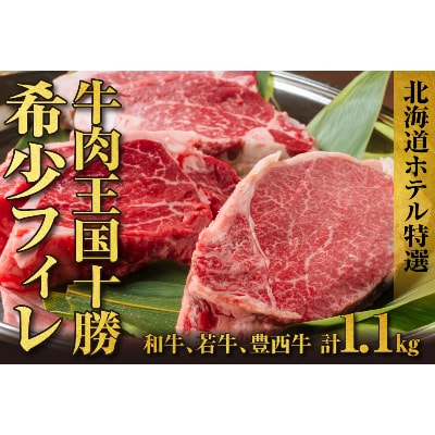 十勝産牛フィレ肉3種(十勝和種牛、十勝若牛、豊西牛)食べ比べセット 北海道ホテル特製マデラソース付き【配送不可地域：離島】