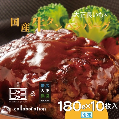 国産牛タンハンバーグ(大正長いも入) 180g×10枚入【配送不可地域：離島】