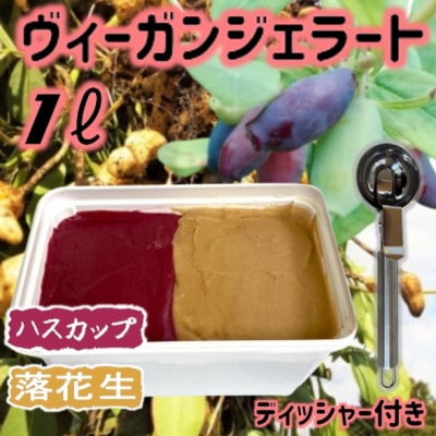 北海道産ヴィーガンジェラート落花生+ハスカップ2色1Lディッシャー付き【配送不可地域：離島】