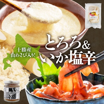 十勝 山わさび入り ごはんのおとも 2種セット とろろ＆イカの塩辛 各2個 北海道 帯広市【配送不可地域：離島】