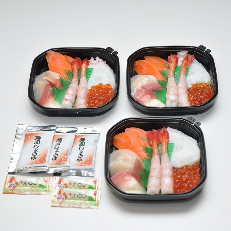 トリトンの海鮮丼 3個セット ( トリトン お寿司 海鮮 ホタテ いくら タコ )【071-0005】