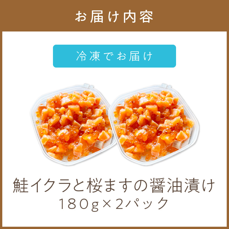 《14営業日以内に発送》鮭イクラと桜ますの醤油漬け 180g×2パック ( いくら サケ 小分け 魚介類 海鮮 )【114-0059】