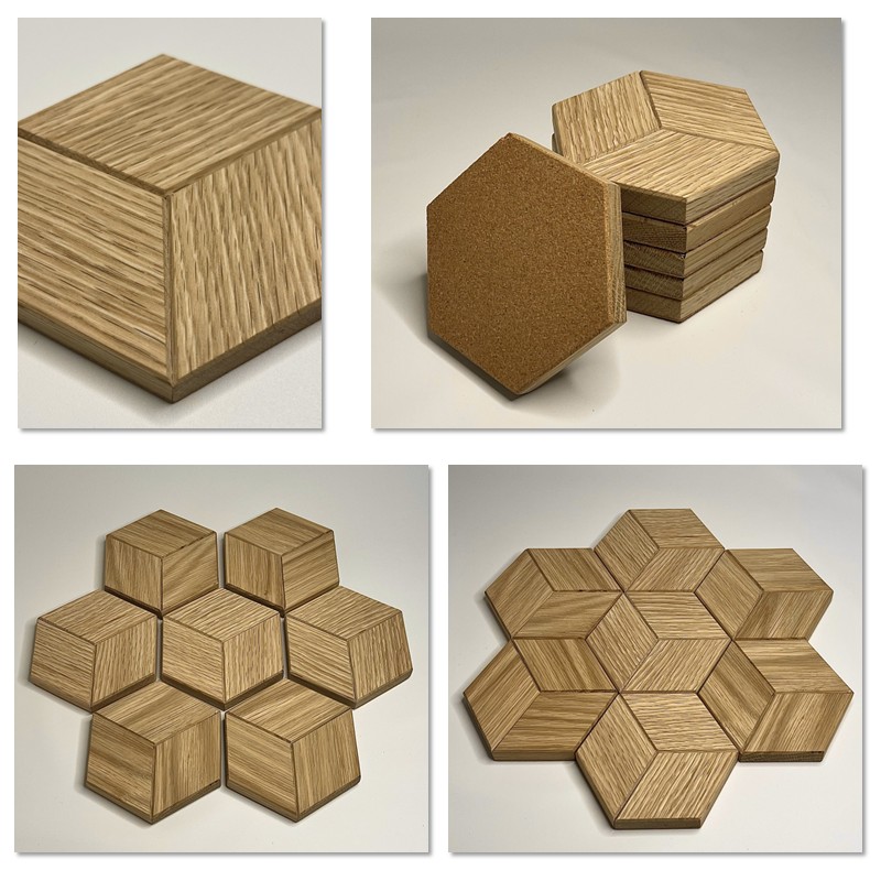 【受注生産】リバーシブル 木製コースター 1個 ( 北海道産ナラ材 インテリア キッチン 日用品 )【200-0001】