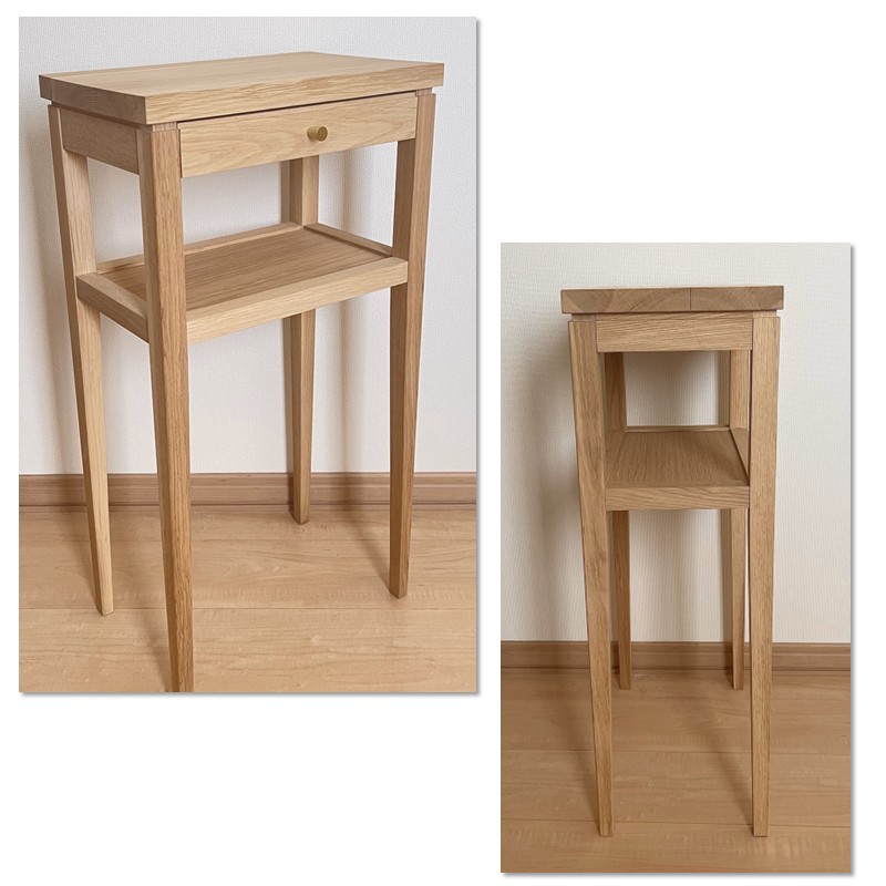 【受注生産】引き出し付き 木の温もりを感じる コンソールテーブル 370×24×725 ( インテリア 家具 北海道産ナラ材 )【200-0002】