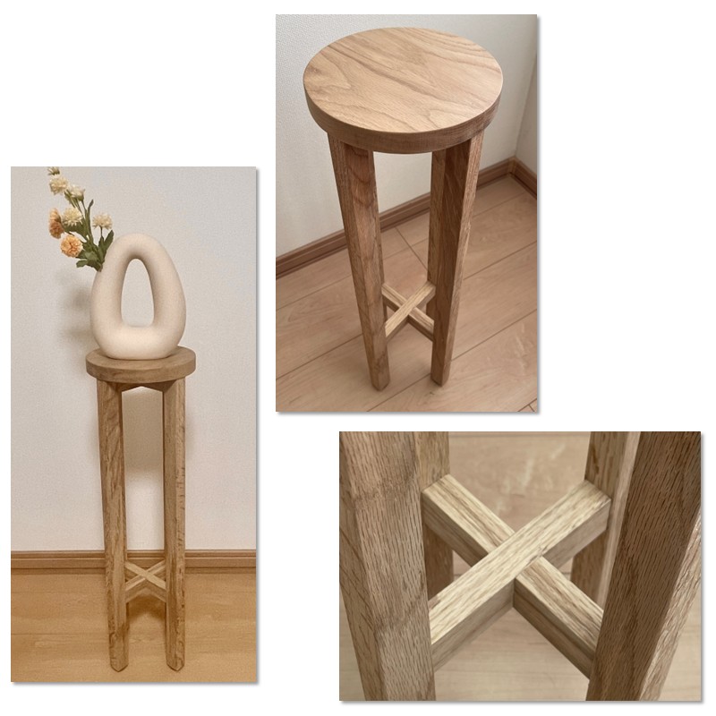 【受注生産】暮らしに馴染む 多機能 ハイスツール 200×200×650 ( インテリア 家具 ナチュラル＆シンプル 北海道産ナラ材 )【200-0005】