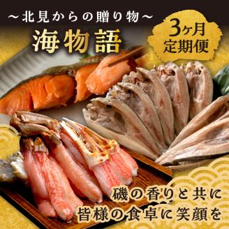 【3ヶ月定期便】 海物語～北見からの贈り物～ ( 海鮮 海の幸 定期便 ホッケ カニ さけ しゃけ 紅鮭 蟹 かに ほっけ 魚 逸品 )【999-0045】