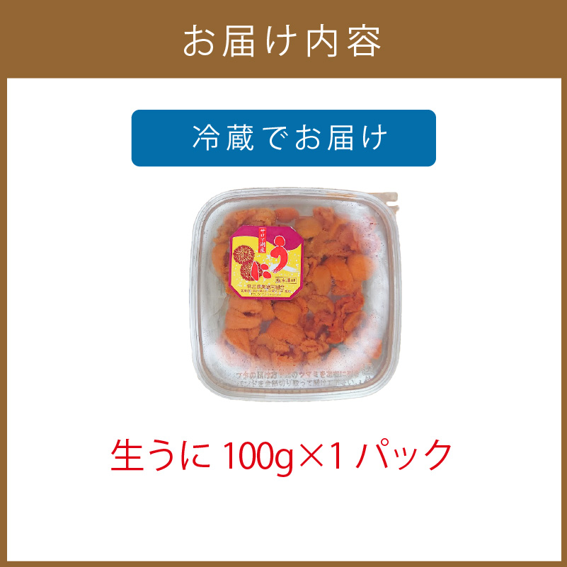 【予約：2026年4月中旬から順次発送】サロマ湖産 うに 100g ( ウニ 雲丹 100グラム 魚介 海鮮 期間限定 ふるさと納税 濃厚 うにご飯 北海道 北見市 )【113-0001-2026】