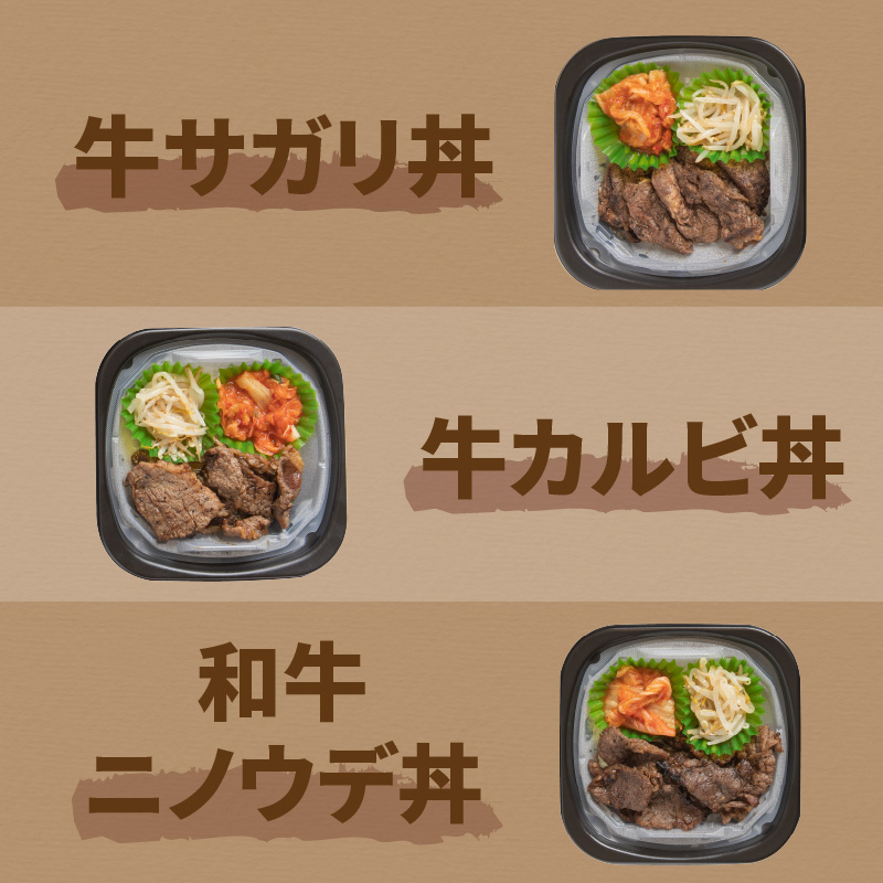 【3ヶ月定期便】レンジで丼！牛肉丼定期便 ( 牛肉 弁当 総菜 冷凍 簡単調理 サガリ カルビ ニノウデ )【999-0164】