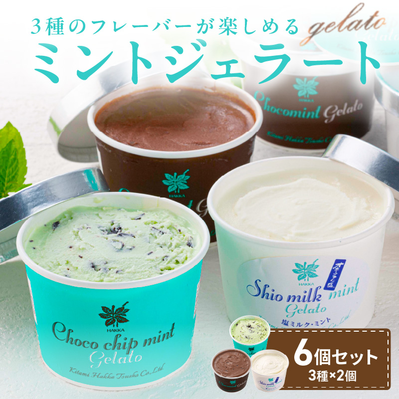 ミントジェラート カップ 3種×2個 ( ジェラート アイス アイスクリーム ハッカ チョコ ミント ミントアイス スイーツ チョコチップミント カカオ カップアイス )【007-0010】