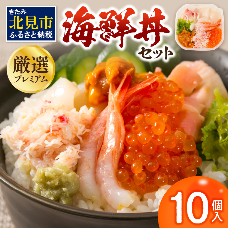 厳選！プレミアム海鮮丼セット10個入 ( うに ウニ 雲丹 貝 かい 海鮮丼 海鮮 魚介類 丼 プレミアム セット ふるさと納税 )【094-0066】