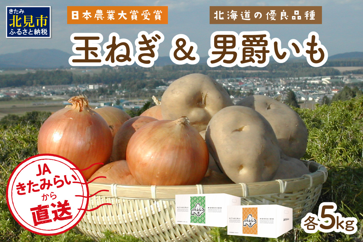 日本農業大賞受賞の「玉ねぎ5kg」と北海道の優良品種「男爵いも5kg」の使いやすいセット☆JAきたみらいから直送☆ ( 野菜 玉葱 たまねぎ じゃがいも 男爵 期間限定 )【104-0014】