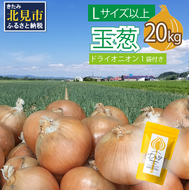 【予約：2025年11月から順次発送】玉葱 20kg Lサイズ以上 北見ドライオニオン1袋付き ( 玉ねぎ たまねぎ ドライオニオン セット ふるさと納税 北海道 )【148-0008-2025】