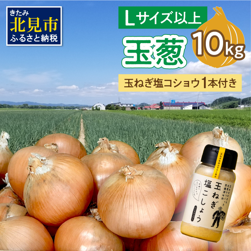 【予約：2025年11月から順次発送】玉葱 10kg Lサイズ以上 玉ねぎ塩こしょう 1本付き ( タマネギ 玉葱 野菜 調味料 塩コショウ )【148-0012-2025】