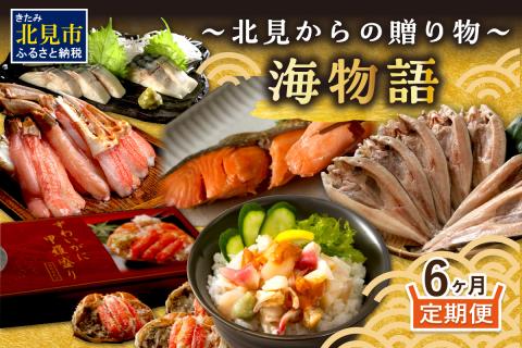【6ヶ月定期便】海物語～北見からの贈り物～ ( 海鮮 定期便 ホッケ カニ さけ 鮭 蟹 しめ鯖 シメサバ 海鮮丼 貝 ほたて ホタテ つぶ貝 ウニ )【999-0188】