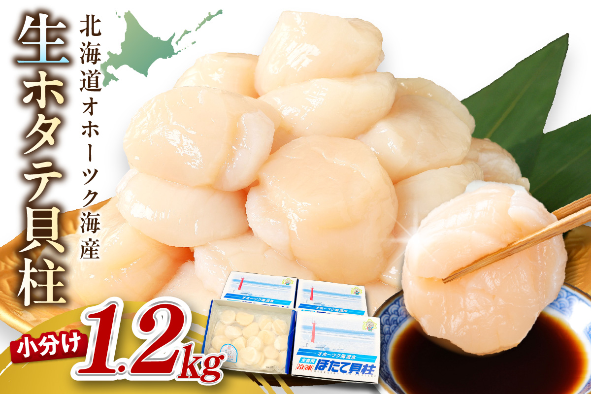 【2025年12月発送】北海道オホーツク海産 ホタテ貝柱 1.2kg 生食用 ( 海鮮 魚介 魚介類 貝 ほたて 刺身 貝柱 海鮮丼 贈答 ギフト 小分け 帆立貝柱 ホタテ )【037-0014】