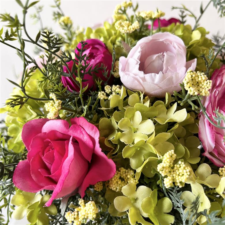 美流渡の森　アーティフィシャルフラワー花瓶付ブーケ（ピンク系）[a110-075]