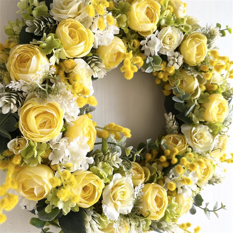 美流渡の森　アーティフィシャルフラワー・ミモザリース[a110-078]