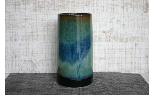 【北海道のやきもの】こぶ志窯　海鼠釉 筒花入【03104】[a102-004]