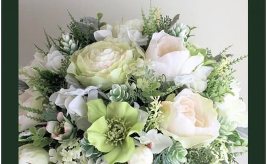 【ギフト用】美流渡の森 アーティフィシャルフラワー・アレンジメント バラ・クリスマスローズ（ブリキ花器シリーズ）【12201】[a110-001]