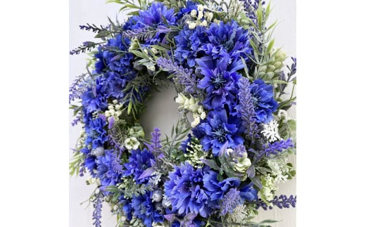 美流渡の森 アーティフィシャルフラワー・リース（青系）【a010-059】[a110-059]