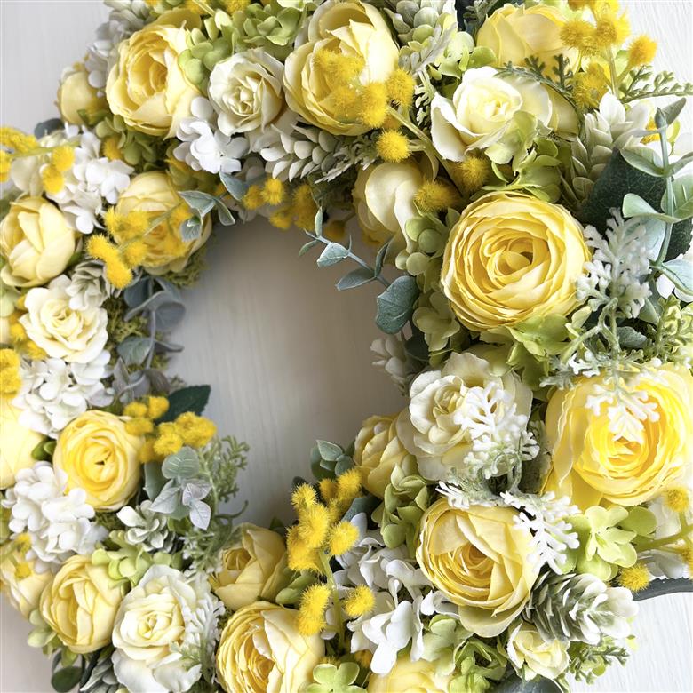 美流渡の森　アーティフィシャルフラワー・ミモザリース[a110-078]