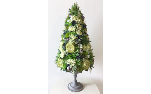 【ギフト用】美流渡の森 アーティフィシャルフラワー ツリー型アレンジメントL(グリーン系)【12208】[a110-008]