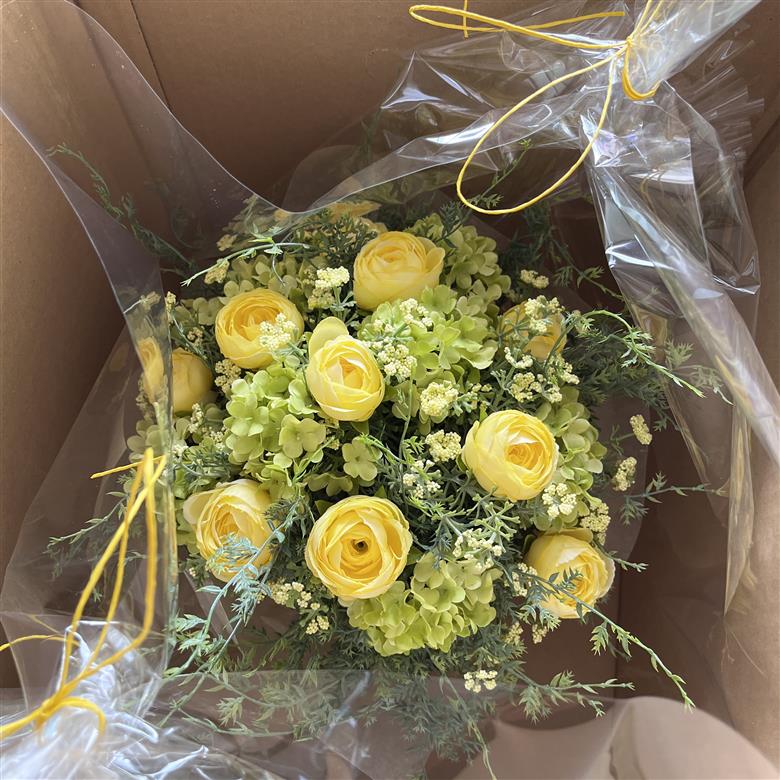 美流渡の森　アーティフィシャルフラワー花瓶付ブーケ（黄色系）[a110-076]