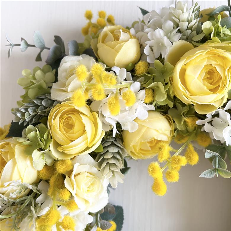 美流渡の森　アーティフィシャルフラワー・ミモザリース[a110-078]