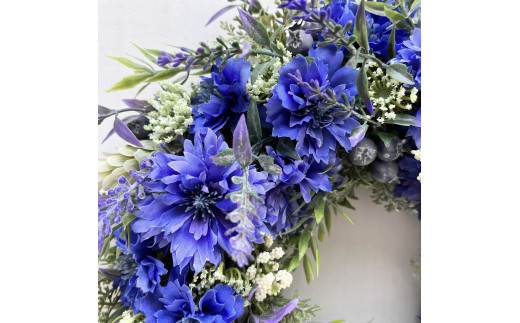 美流渡の森 アーティフィシャルフラワー・リース（青系）【a010-059】[a110-059]