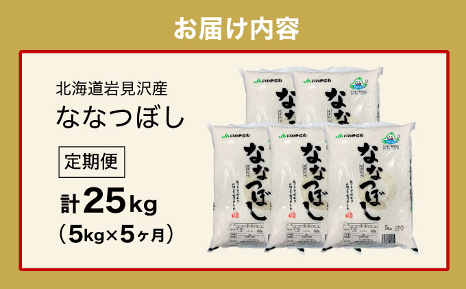 令和6年産 「15年連続最高評価特A獲得」岩見沢米「ななつぼし」北海道一の米処“岩見沢”の自信作！【25㎏（5kg×5ヶ月）】【定期便】[a109-024]