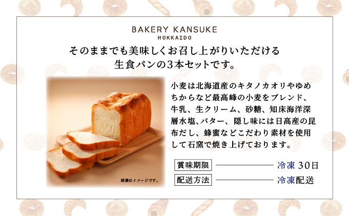 そのままでしっとりモチモチおいしい生食パン！北海道産小麦の生食パン3本セット【19115】[a116-015]