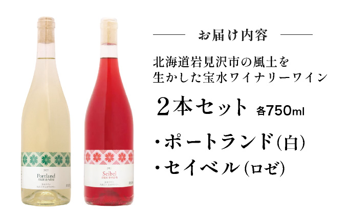 北海道岩見沢市の風土を生かした宝水ワイナリーワイン２本セット（白・ロゼ）【31101】[a122-001]