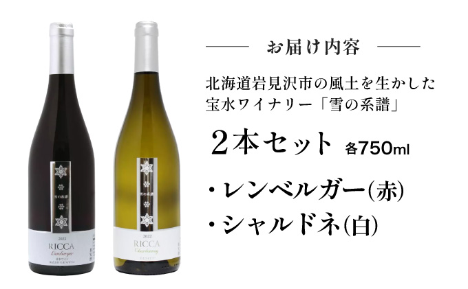 北海道岩見沢市の風土を生かした宝水ワイナリー「雪の系譜」ワイン２本セット（赤・白）【31103】[a122-003]
