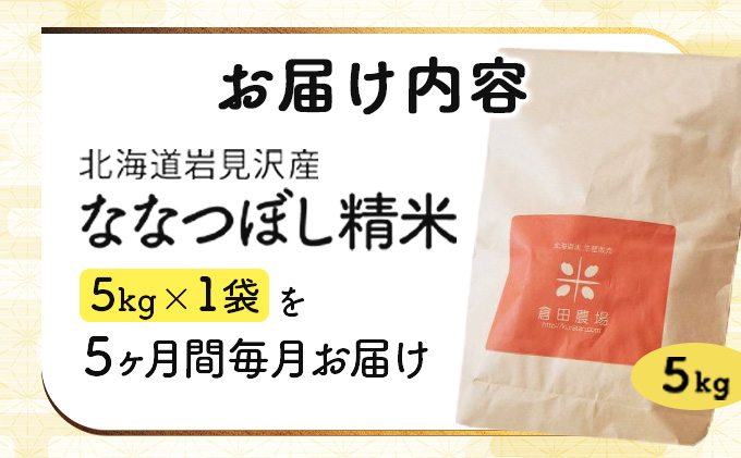 5ヶ月定期便 令和6年産北海道岩見沢産米 ななつぼし精米5kg≪沖縄・離島配送不可≫[a124-029]