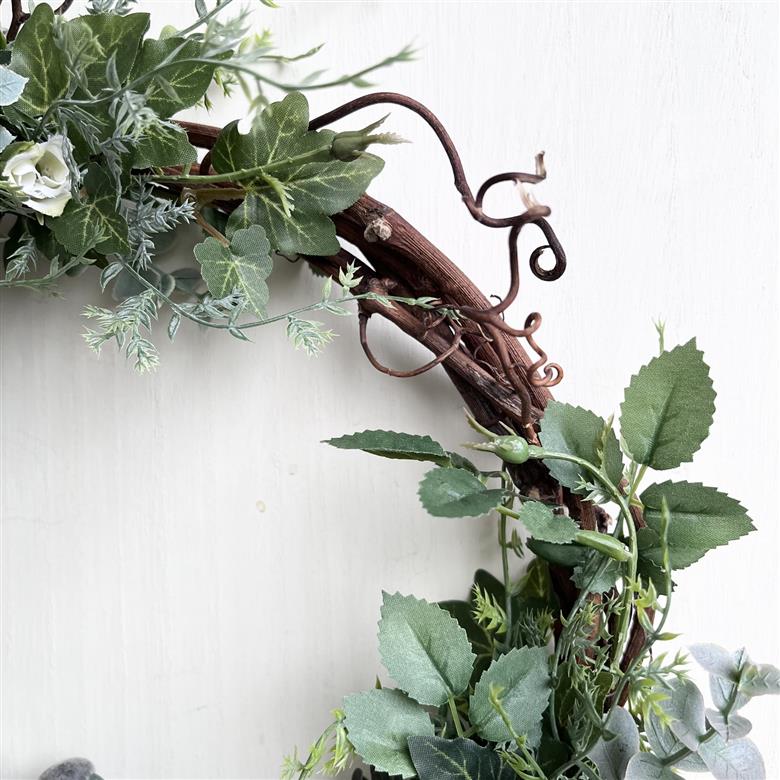 美流渡の森 アーティフィシャルフラワー・クレッセントリース(バラ 白、黄)[a110-065]