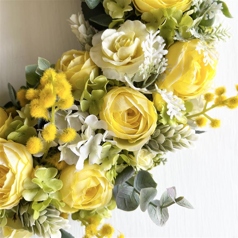 美流渡の森　アーティフィシャルフラワー・ミモザリース[a110-078]