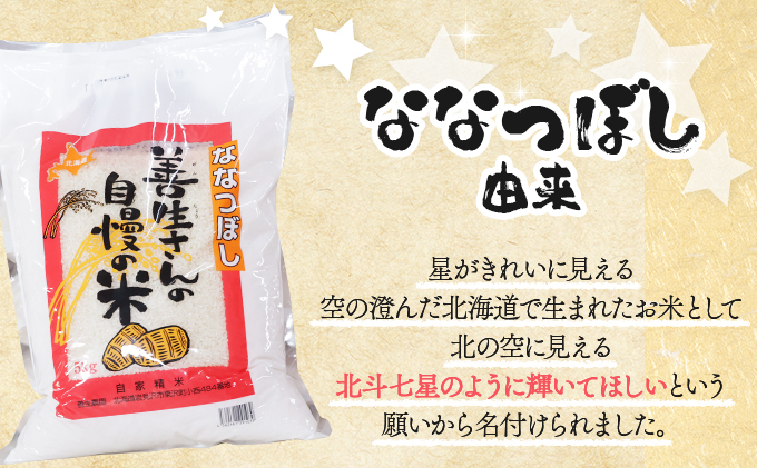 『100%自家生産精米』善生さんの自慢の米 ななつぼし20kg※一括発送【06133】[a104-111]